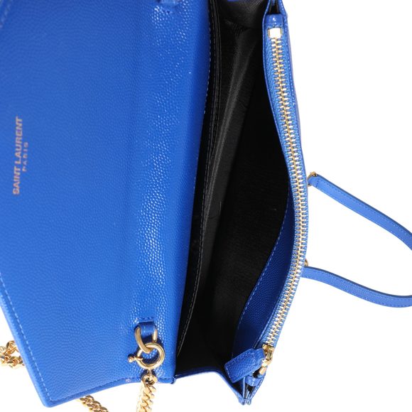 Saint Laurent Royal Blue Grain De Poudre Envelope Chain Wallet - Picture 7 of 8